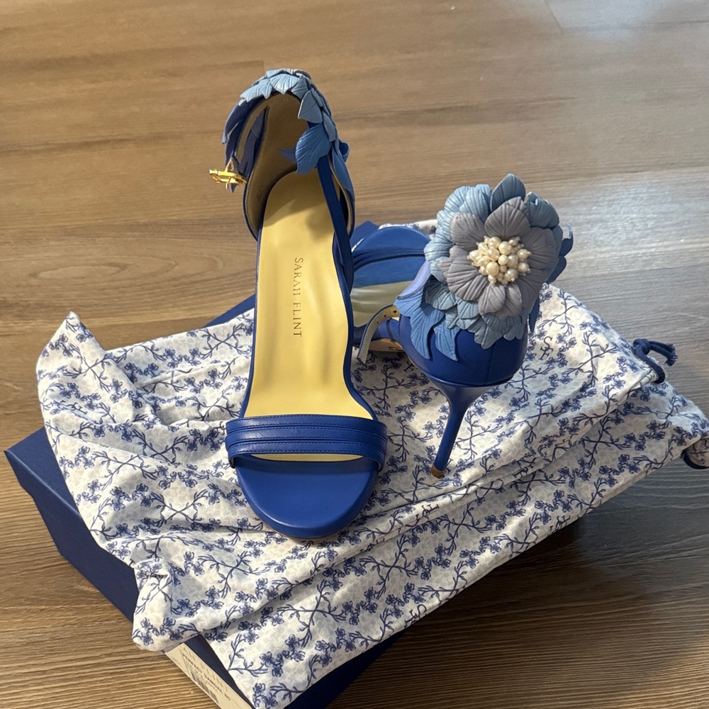 New Sarah Flint Perfect Sandal 85 in Cove Blue Nappa - Picture 2 of 10